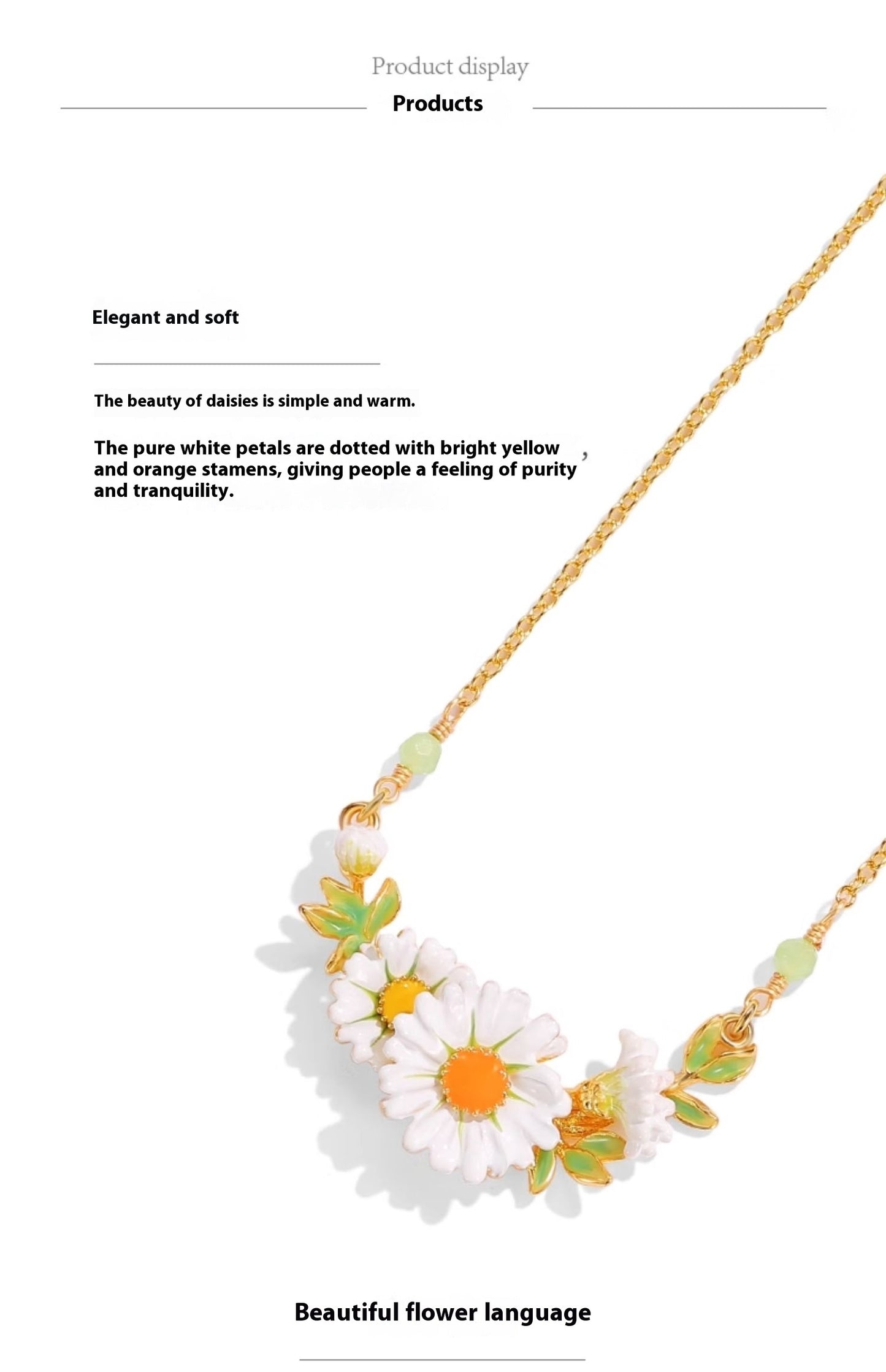 Collier de jardin pour femme avec chaîne de clavicule en chrysanthème blanc