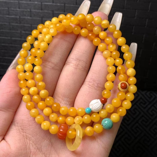 Pulsera multicírculo de cera de abejas natural y cera de flores de miel vieja