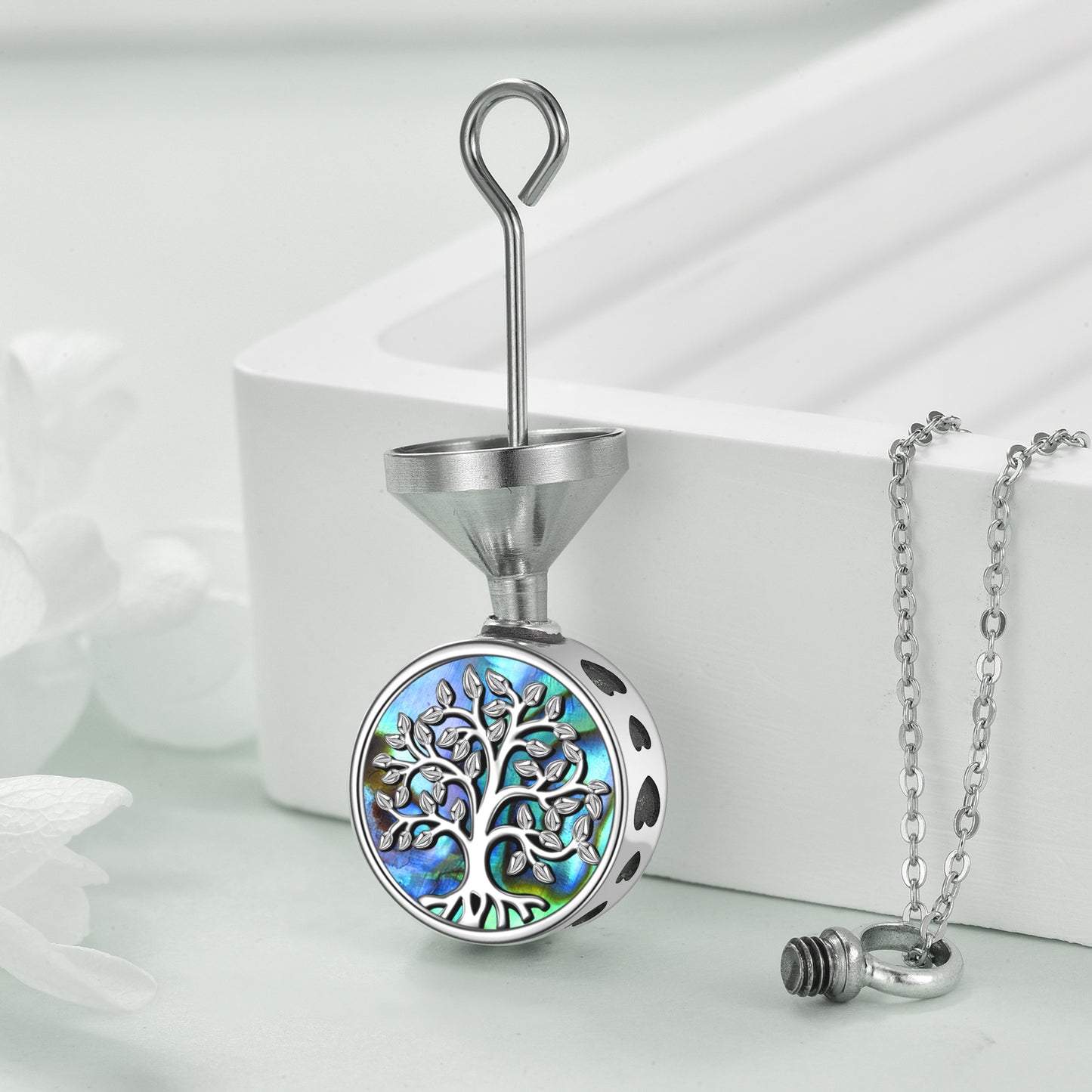 Colliers d'urne en argent sterling avec arbre de vie pour bijoux de crémation de cendres