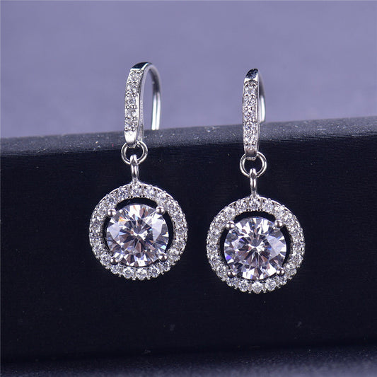 Clous d'oreilles en argent 925 micro-incrustés de moissanite, 1 carat, sachet rond