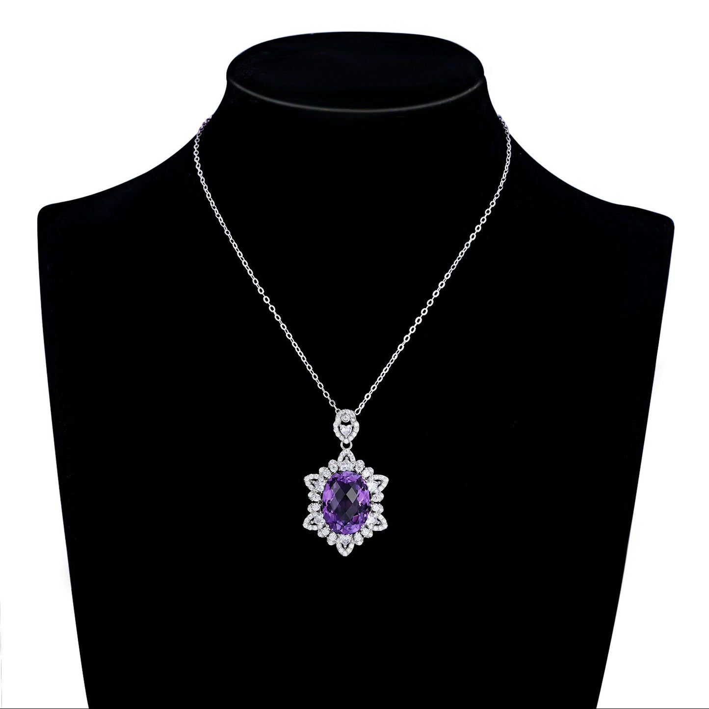 Natural Amethyst Necklace Women's 925 Silver