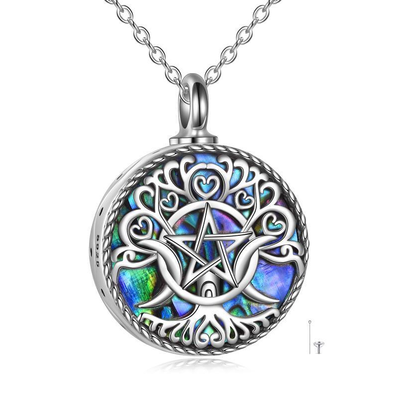 Collar de urna de plata de ley con la diosa de la triple luna para cenizas, joyería pagana wiccan