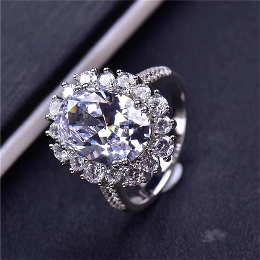 DEVI Oval Egg-shaped Moissanite Ring Big Diamond Diamond Ring