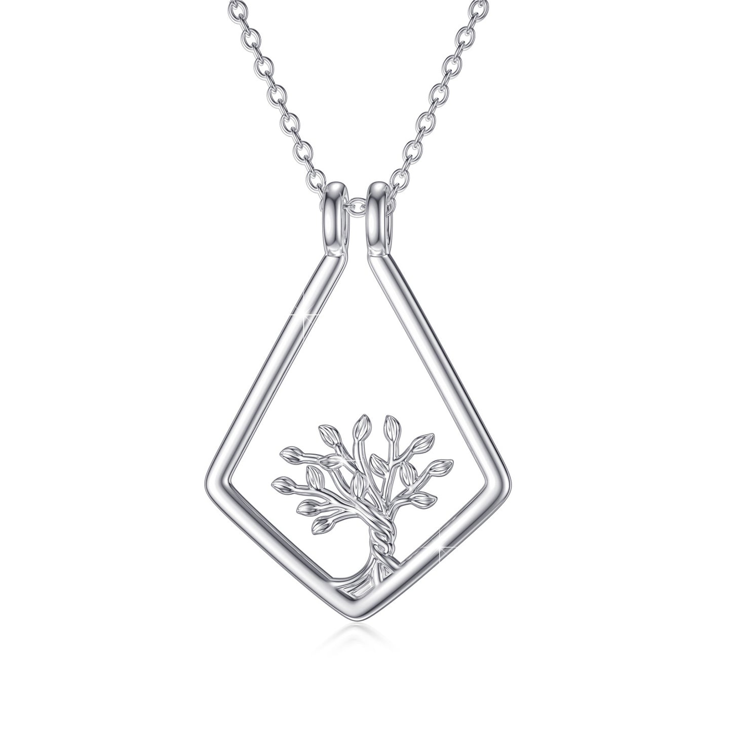 Collier pendentif porte-bague arbre de vie en argent sterling 925