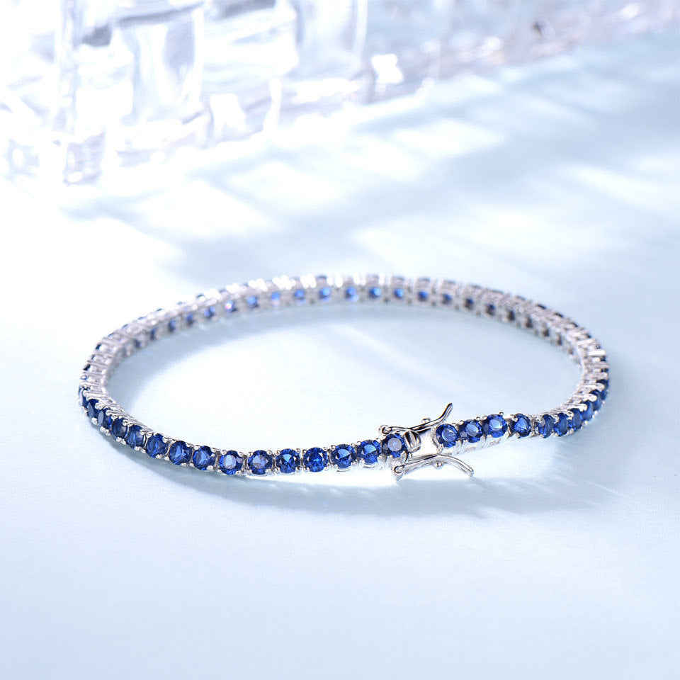 Bracelet en argent sterling 925 avec chaîne de tennis en saphir nano 30