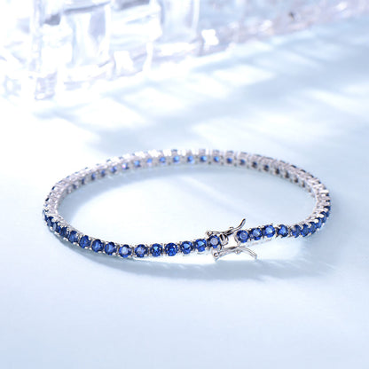 Bracelet en argent sterling 925 avec chaîne de tennis en saphir nano 30