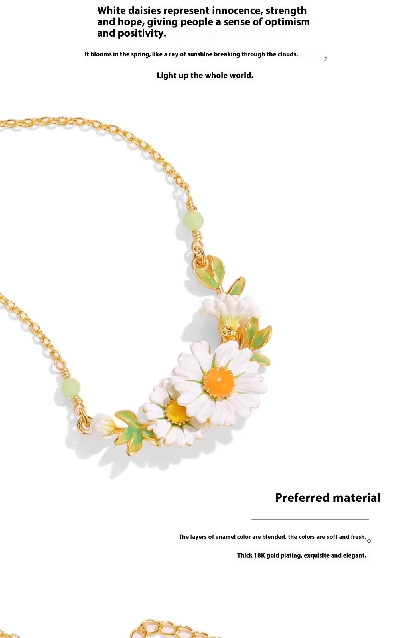 Collier de jardin pour femme avec chaîne de clavicule en chrysanthème blanc