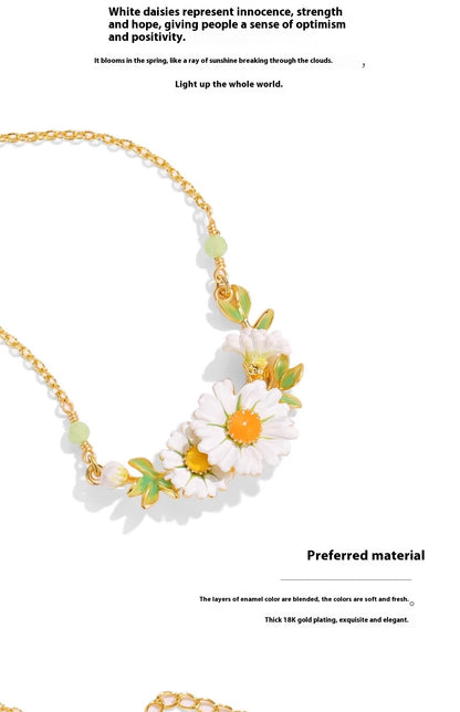 White Chrysanthemum Clavicle Chain Women's Garden Necklace