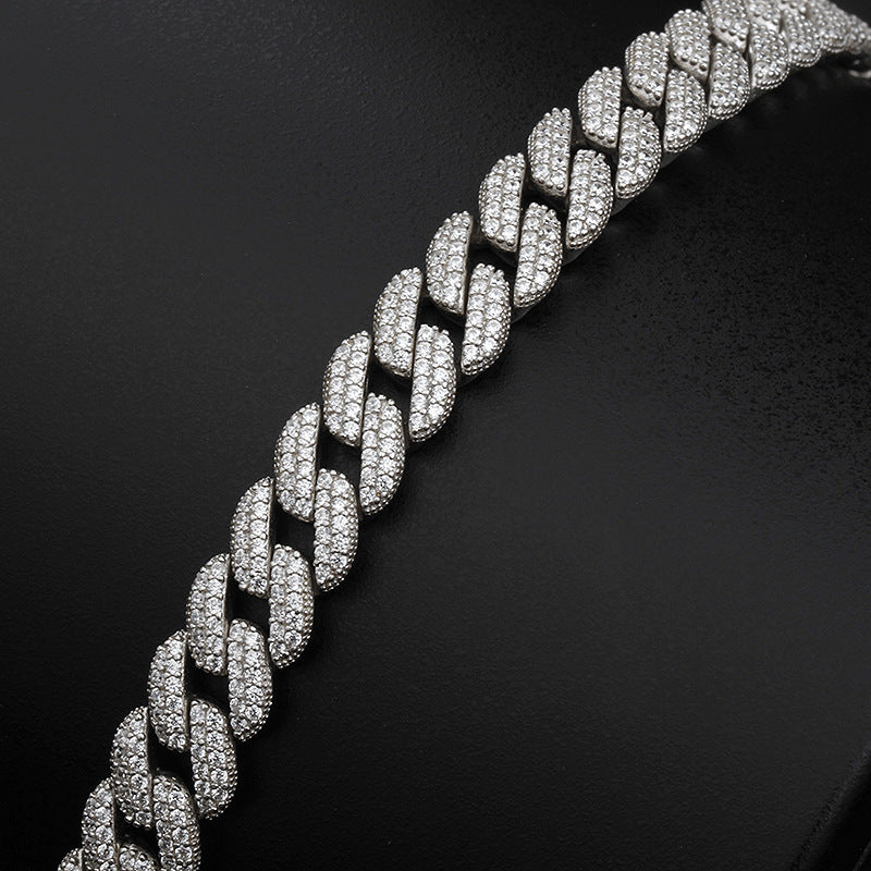 Hip Hop S925 Silver Diamond Cuban Zircon Bracelet