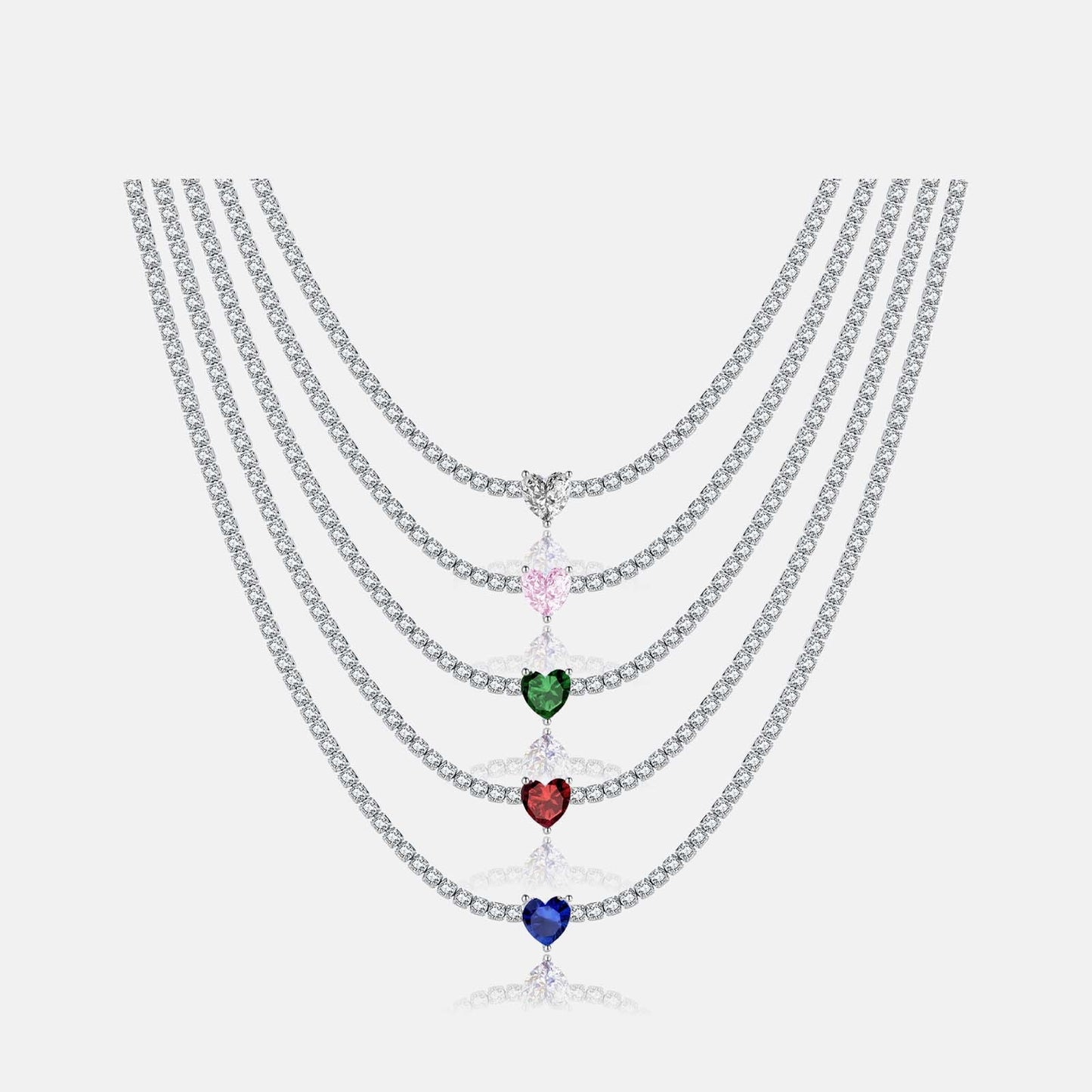 S925 Loving Heart In Sterling Silver Diamond-studded Necklace Female