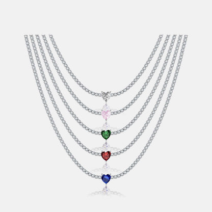 S925 Loving Heart In Sterling Silver Diamond-studded Necklace Female