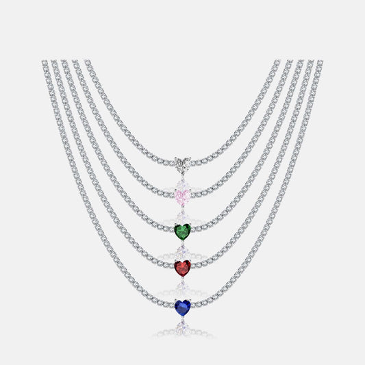 S925 Loving Heart In Sterling Silver Diamond-studded Necklace Female