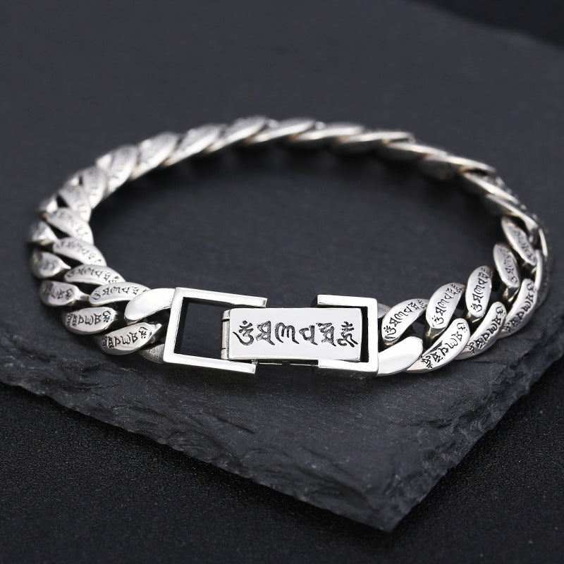 Bracelet vintage pour homme avec mantra à six mots