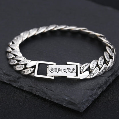 Pulsera vintage con mantra de seis palabras para hombre