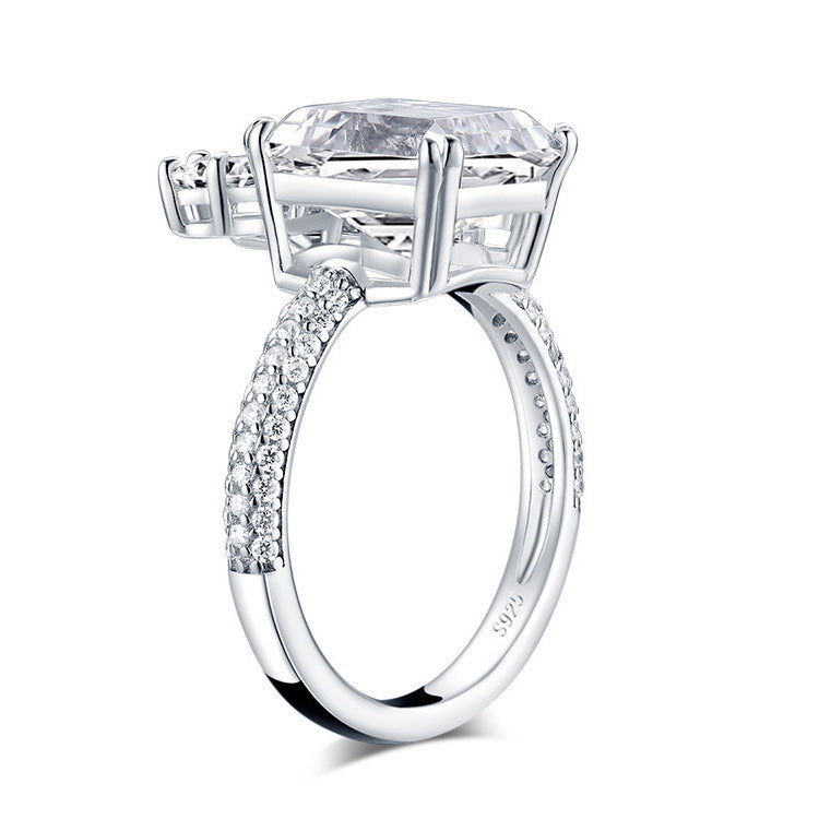 High Carbon Diamond Grandmother Cut Ring