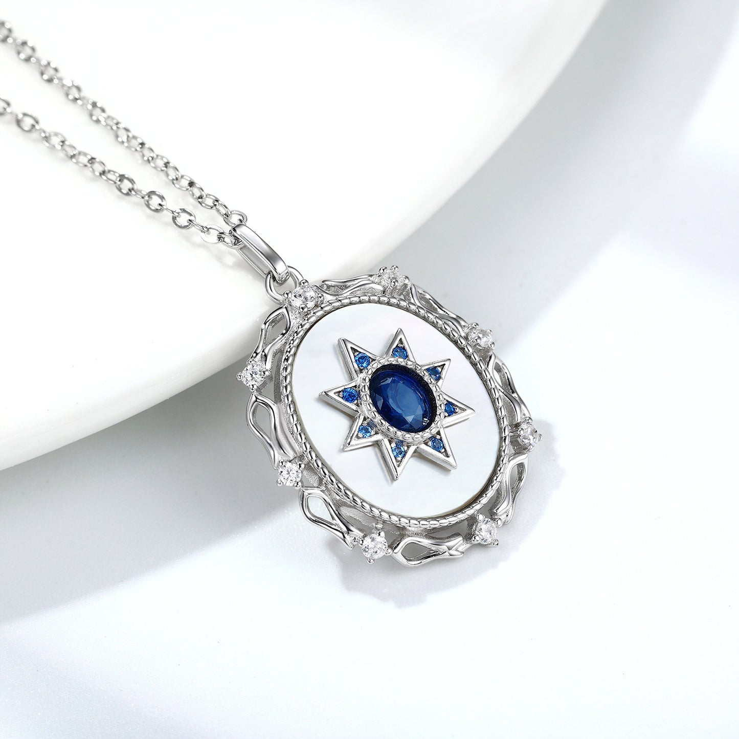 925 Silver Girl Natural Sapphire Necklace Versatile