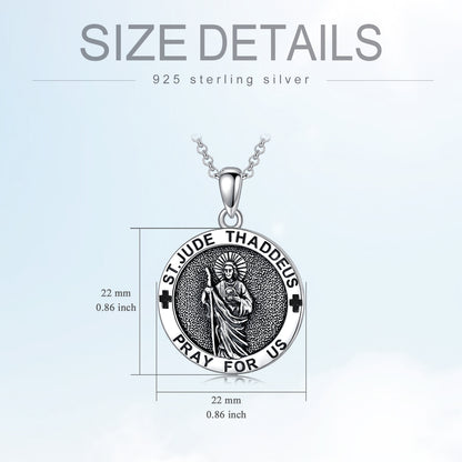 Collier pendentif Saint Jude en argent sterling 925