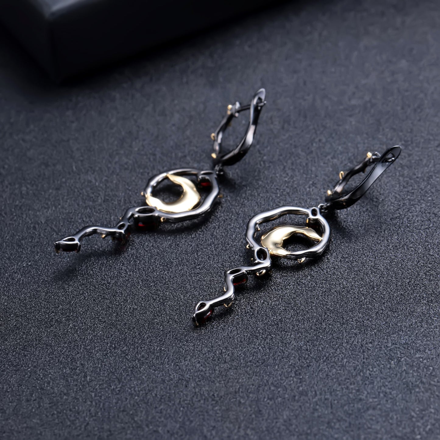 Collier et boucles d'oreilles en argent 925 avec pierres précieuses colorées naturelles et grenat