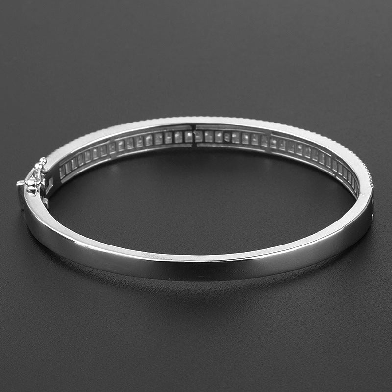 Pulsera de plata de ley de moda para mujer con diamantes de imitación y circonitas