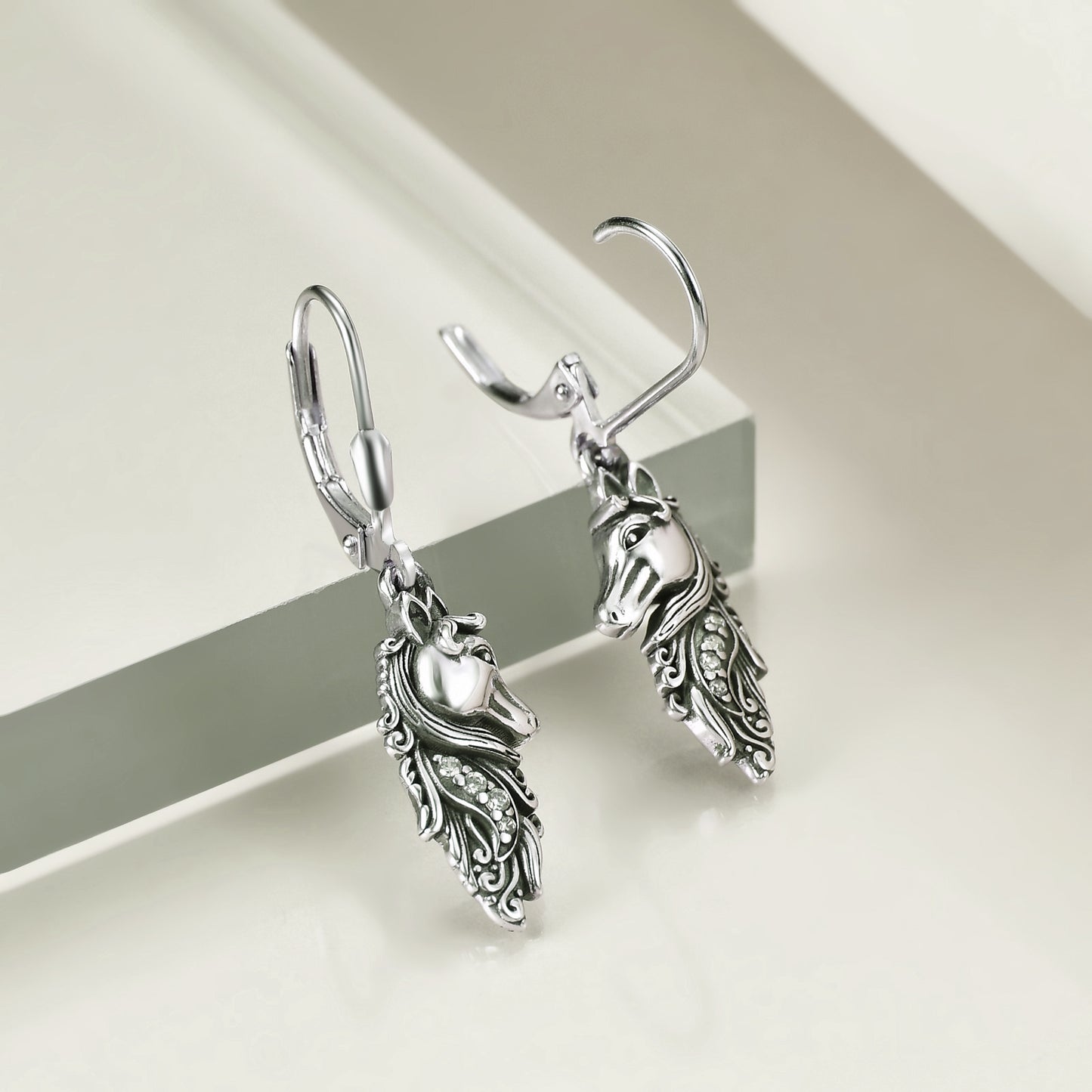 Pendientes colgantes con forma de caballo en plata de ley, joyería, regalos