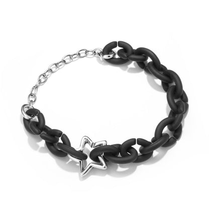 Beaded X Bracelet Black Star 925 Sterling Silver Accessories Rubber Girls Diy Finished Bracelet