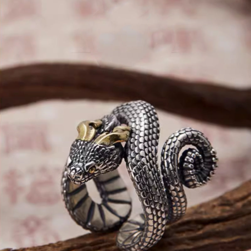 Anillo de plata pura de moda para hombre con personalidad y dragón dominante