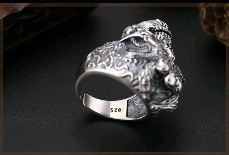 Anillo de estilo motociclista dominante de plata esterlina de moda para hombres, joyería europea y americana