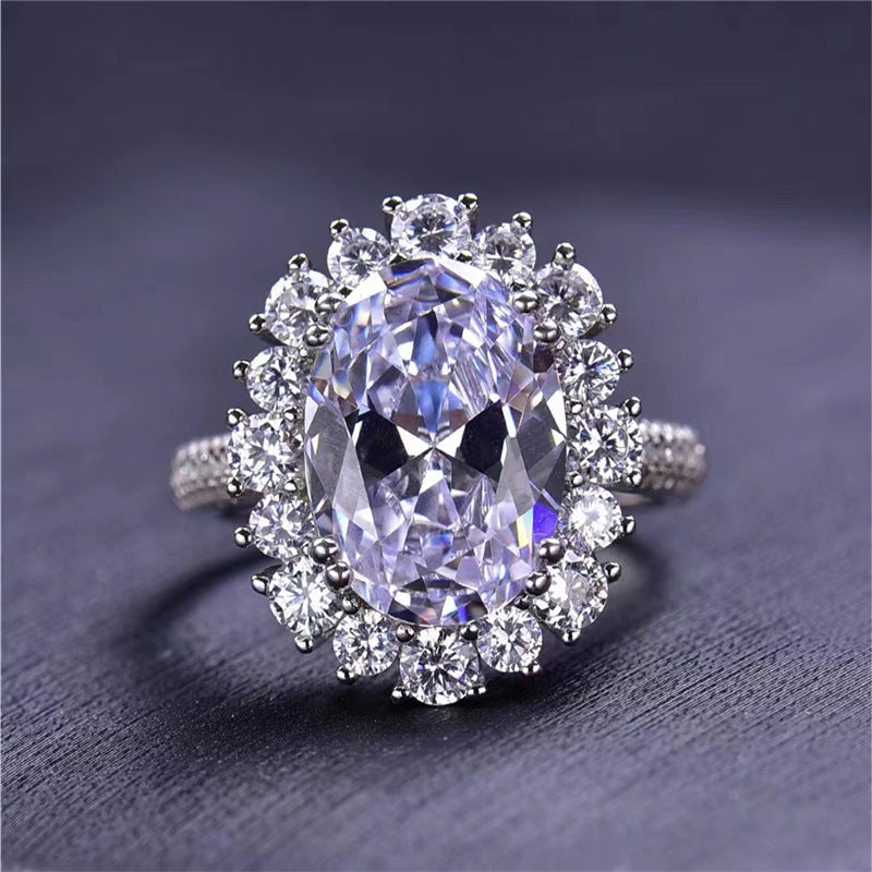 Bague en moissanite ovale en forme d'œuf DEVI Bague en diamant avec gros diamant