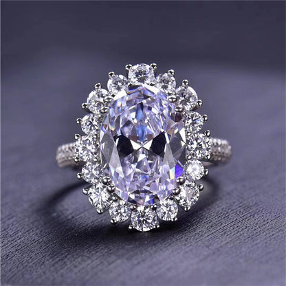 Bague en moissanite ovale en forme d'œuf DEVI Bague en diamant avec gros diamant