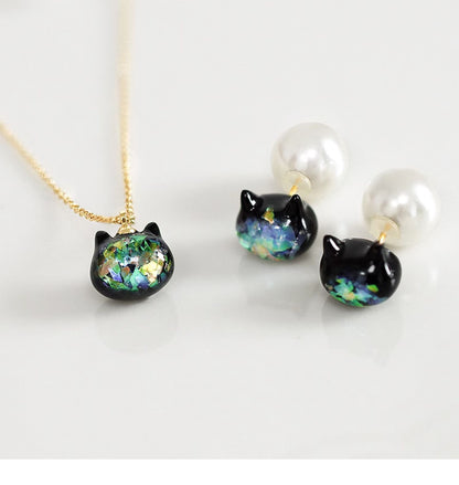 Cute Starry Cat Small Pendant Necklace