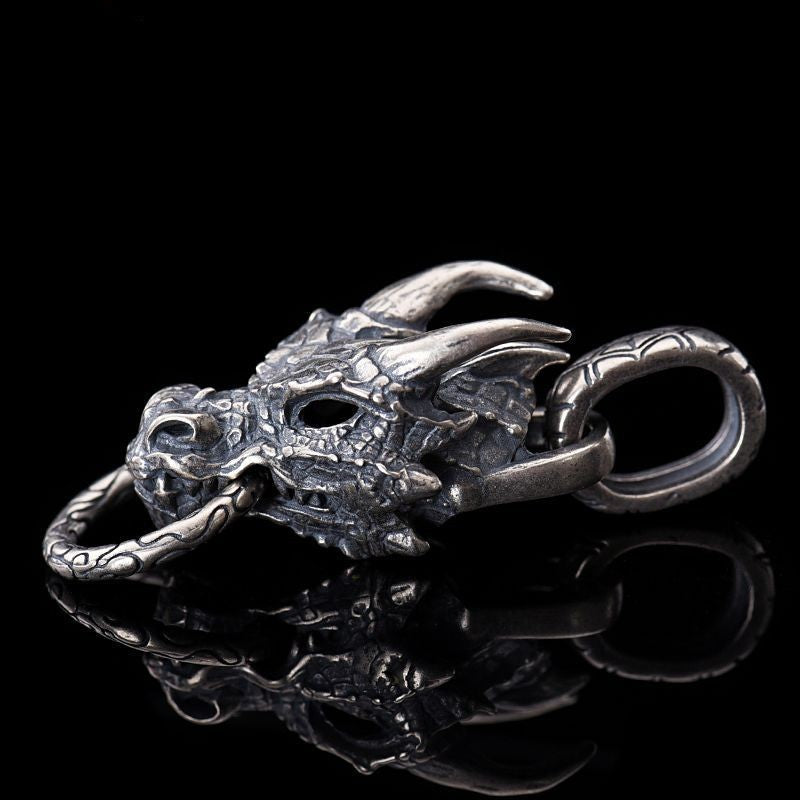 S925 Sterling Silver Blue Dragon Punk Pendant