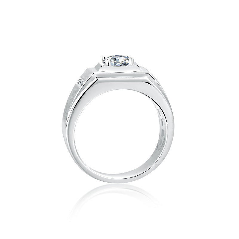 Bague pour homme en argent S925 avec incrustation de moissanite et personnalité européenne et américaine