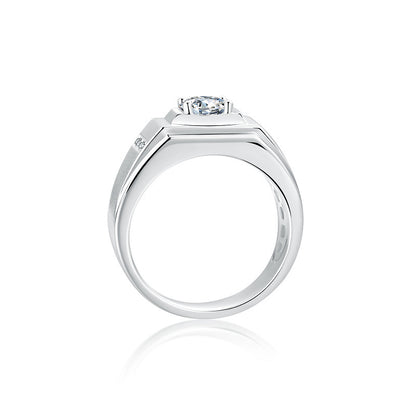 Bague pour homme en argent S925 avec incrustation de moissanite et personnalité européenne et américaine