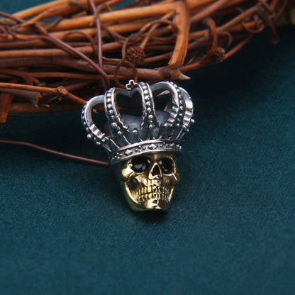 S925 Sterling Silver Crown Skull Pendant