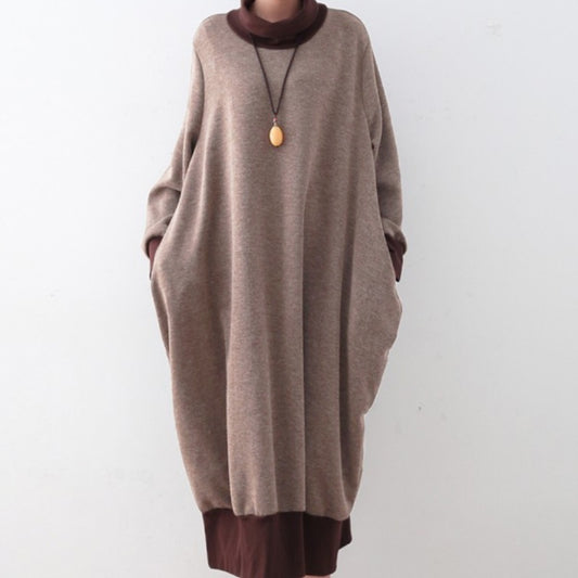 Autumn And Winter New Thickened Cotton Turtleneck Knitting Dress