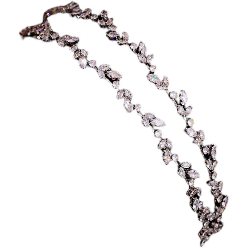 Women's Double Layer Crystal Zircon Leaf Hair Band