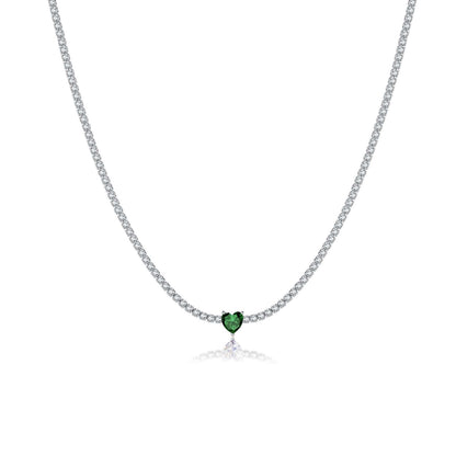 S925 Loving Heart In Sterling Silver Diamond-studded Necklace Female