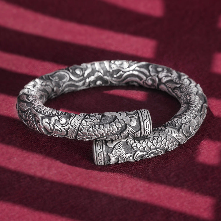 Bracelet de jeu en argent à double tête pour homme