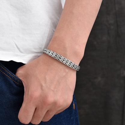 Bracelet tissé à la main en argent sterling S925