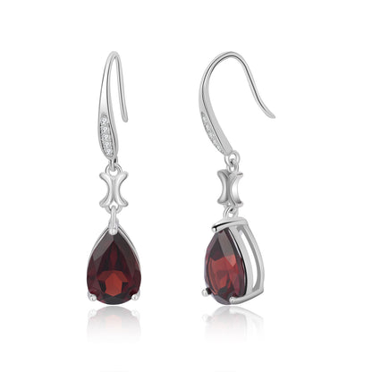 Drop-shaped Natural Garnet S925 Pure Earrings