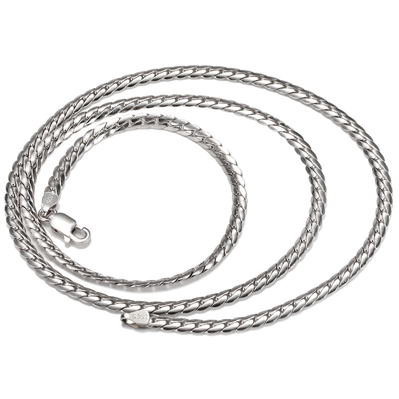 Sterling Silver White Gold Plated Encrypted Cuban Necklace For Men