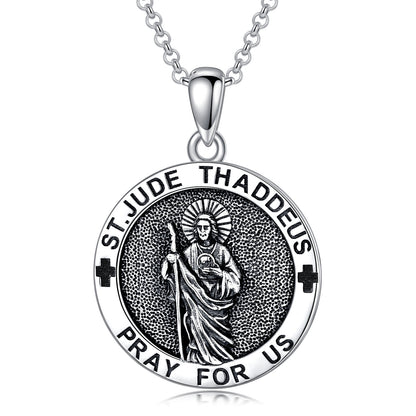 Collier pendentif Saint Jude en argent sterling 925