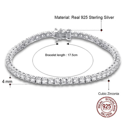 Bracelet en argent S925 Longueur de chaîne 17-19 cm Chaîne de tennis en option