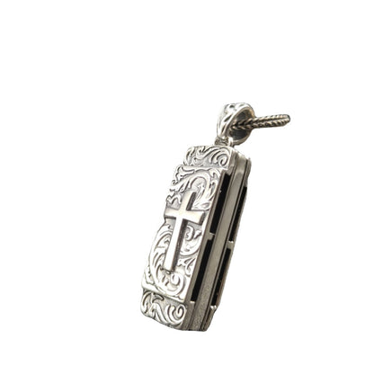 S925 Sterling Silver Eye Harmonica Pendant Cross