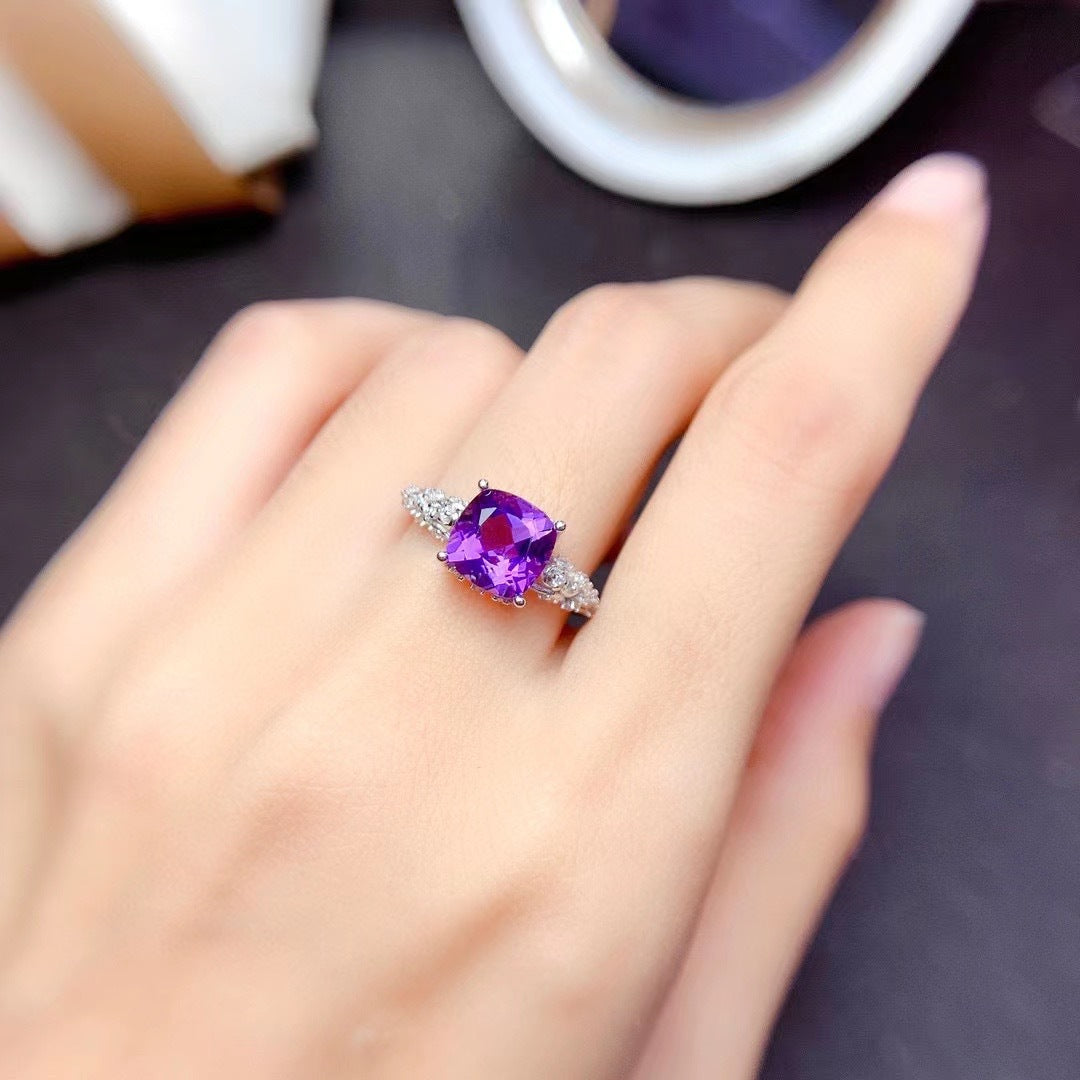 Silver Inlaid Topaz Amethyst Ring