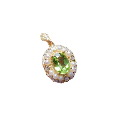 Natural Olivine Pendant S925 Silver Female Accessories