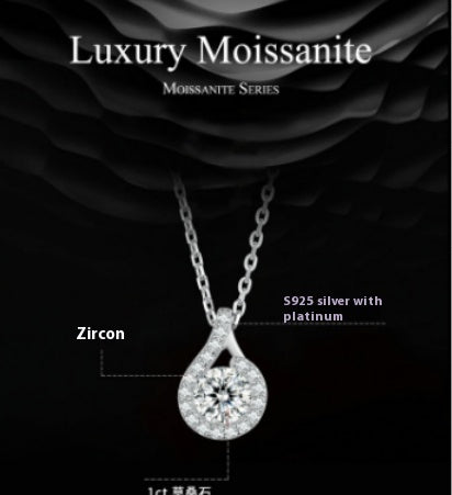 Light Luxury Sterling Silver 1 Karat Moissanite Necklace