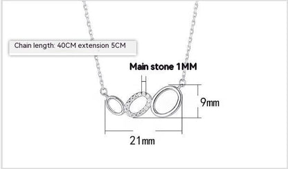 Women's S999 Sterling Silver Three-ring Necklace