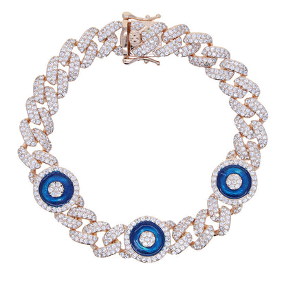 Blue Eyes Zircon Cuban Bracelet Inlaid With Zircon Jewelry