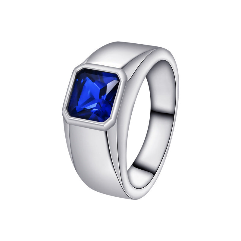 Bague pour femme en argent sterling S925 avec pierres précieuses bleues de haute qualité et à la mode